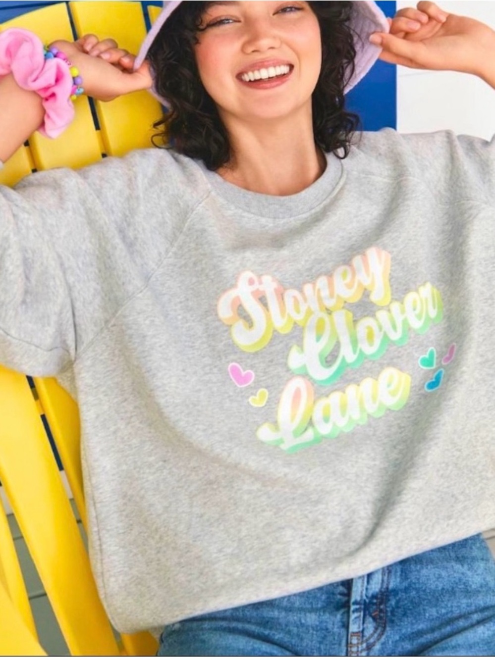 Stoney Clover Lane Gray Rainbow Logo Sweatshirt size medium